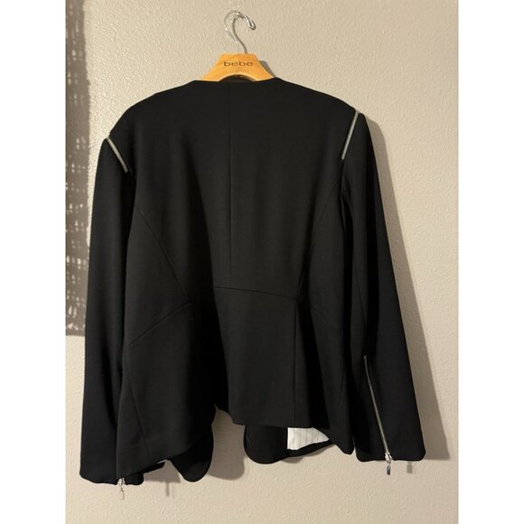 Chicos Suit Jacket Blazer 3 Stretch Ponte Black Zippers Washable - Picture 13 of 13